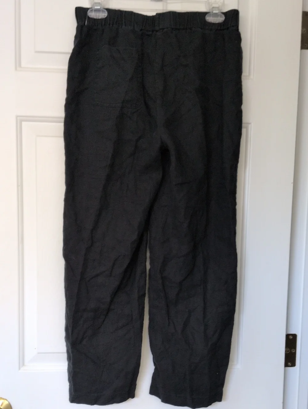 Quince Linen Pants Black Size Small Elastic Waist Pockets Pull On Breathable